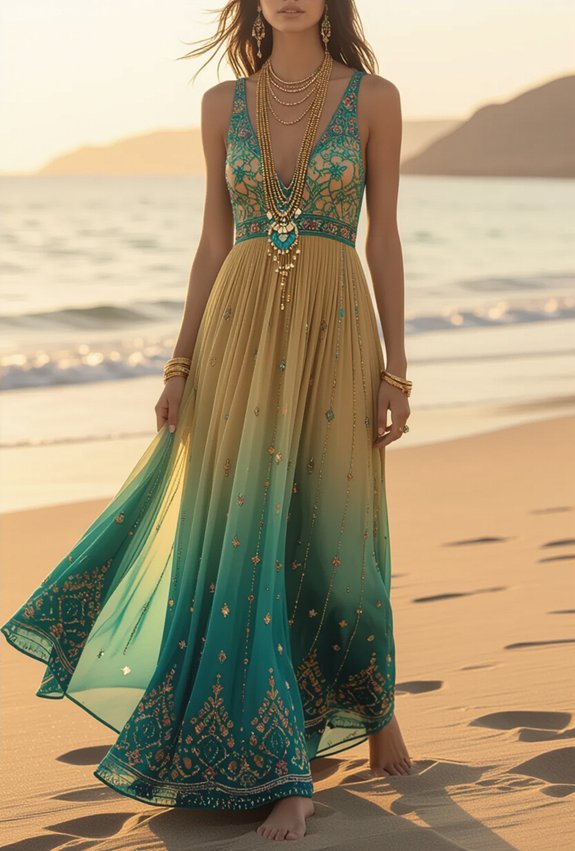 layered beads flowing linen boho chic