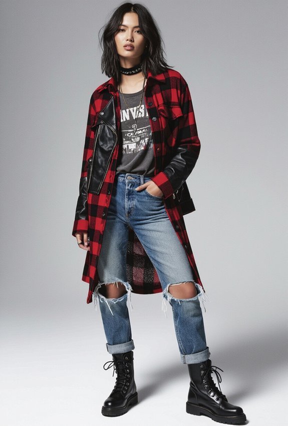 layered textures effortless grunge style