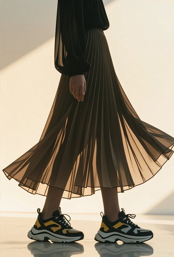 romantic edgy maxi chunky kicks